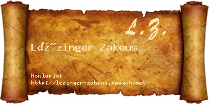 Lézinger Zakeus névjegykártya